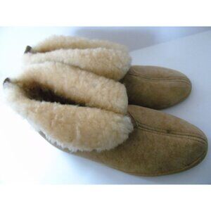 Vintage Minnetonka Slippers, Moccasin Men's Shearling Leather Ankle, Size 8 New